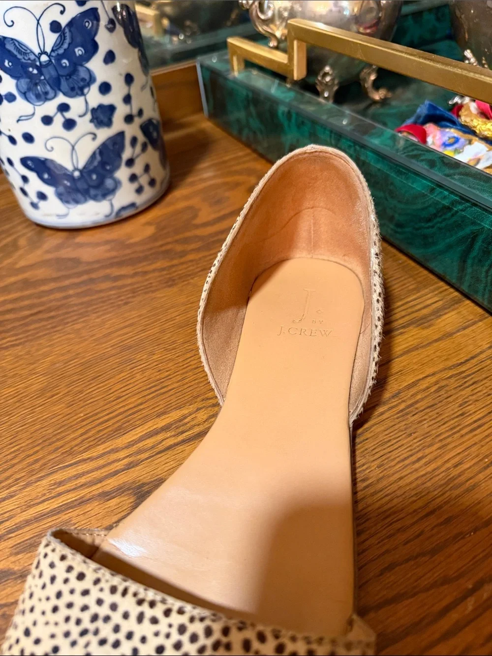 Women’s D'Orsay Open-Toe Flat Sandals in Cream Leopard Print JCREW SIZE 9.5
